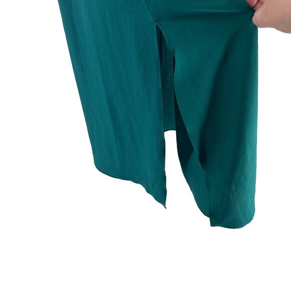 Ann Taylor Loft Evening Dress Womens Petite 2 Green Sleeveless Maxi Back Slit - Picture 7 of 10